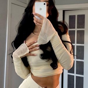 Off the shoulder long sleeve top